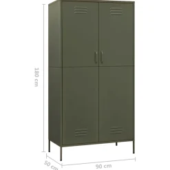 vidaXL Kledingkast 90x50x180 cm staal olijfgroen