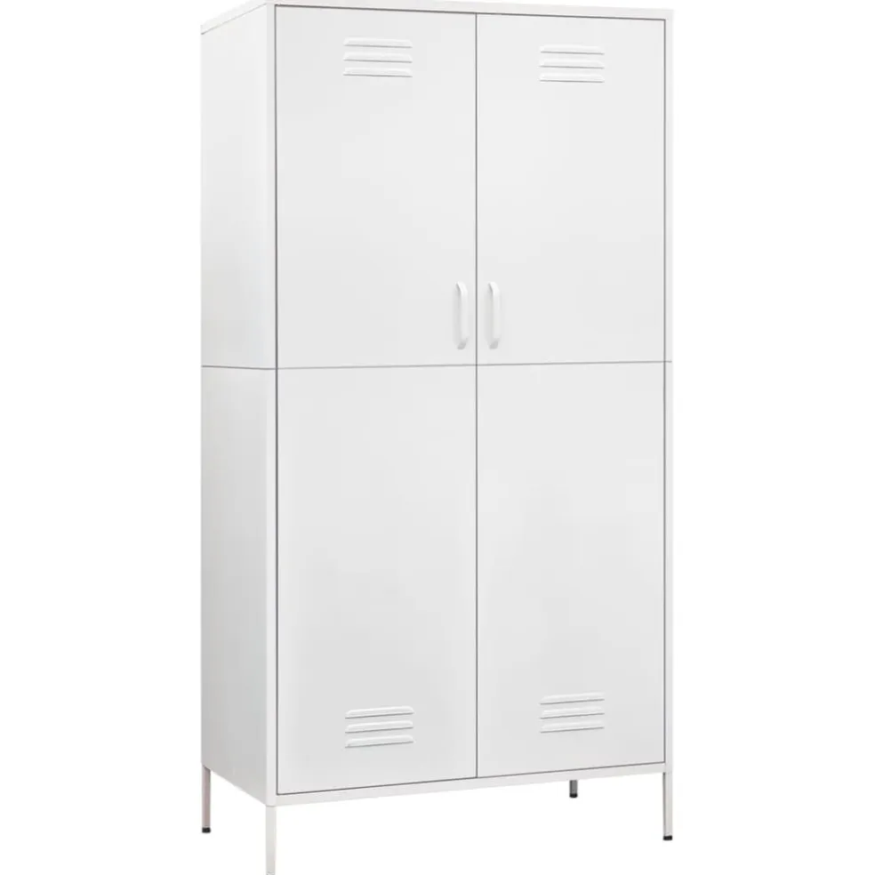 vidaXL Kledingkast 90x50x180 cm staal wit