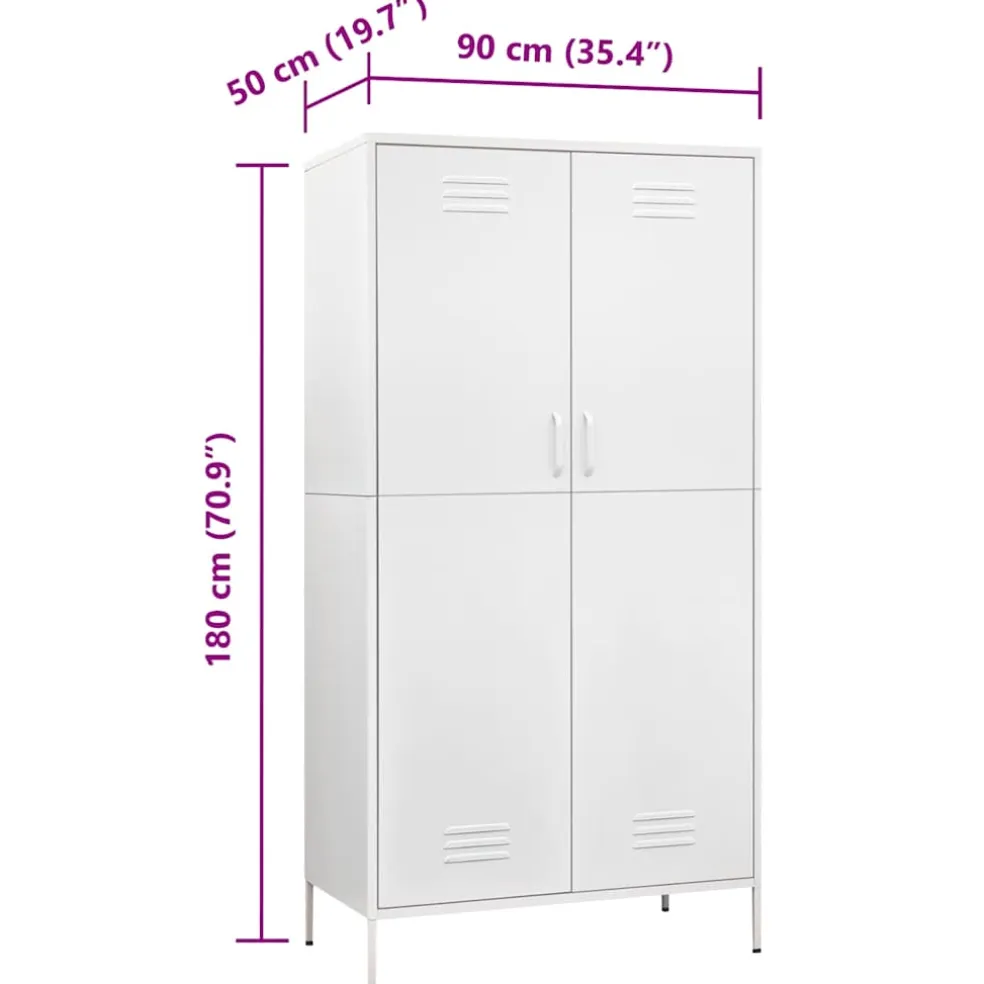 vidaXL Kledingkast 90x50x180 cm staal wit