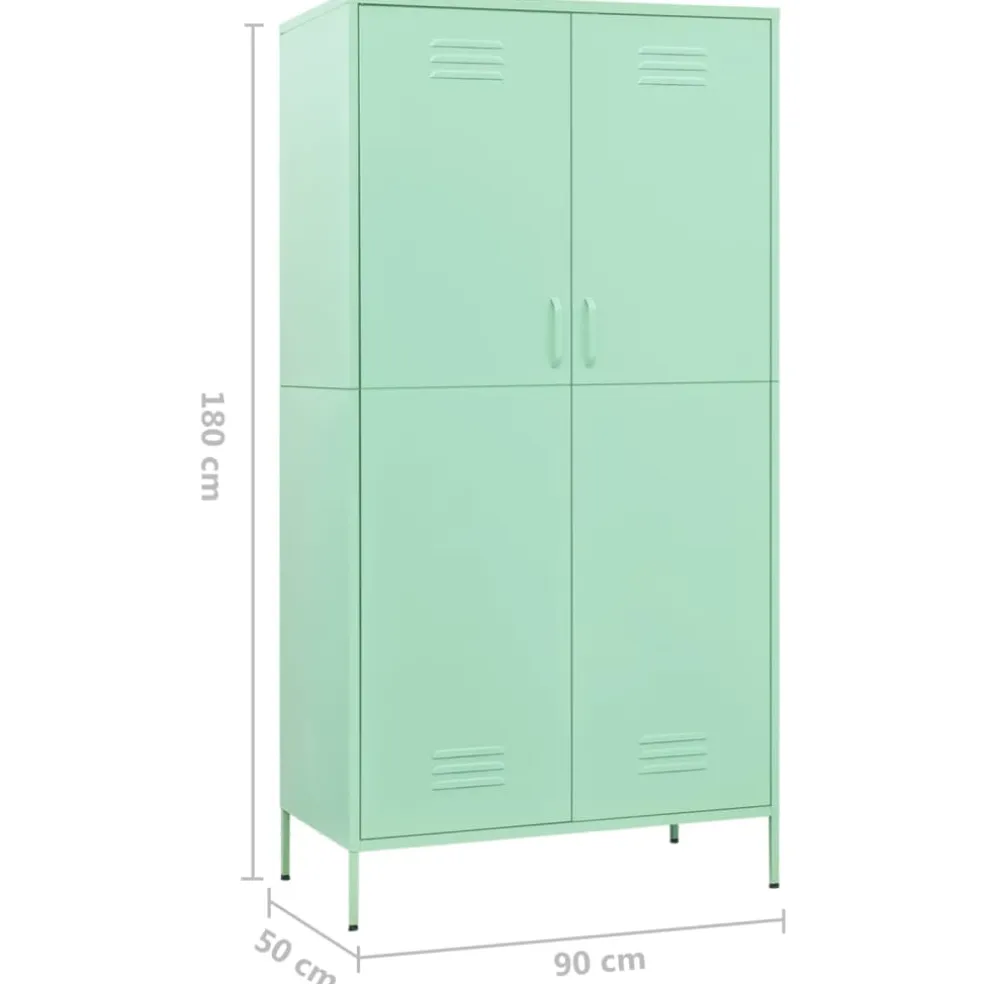 vidaXL Kledingkast 90x50x180 cm staal mintkleurig