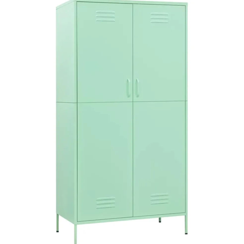 vidaXL Kledingkast 90x50x180 cm staal mintkleurig