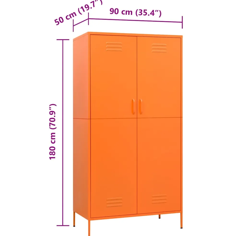 vidaXL Kledingkast 90x50x180 cm staal oranje