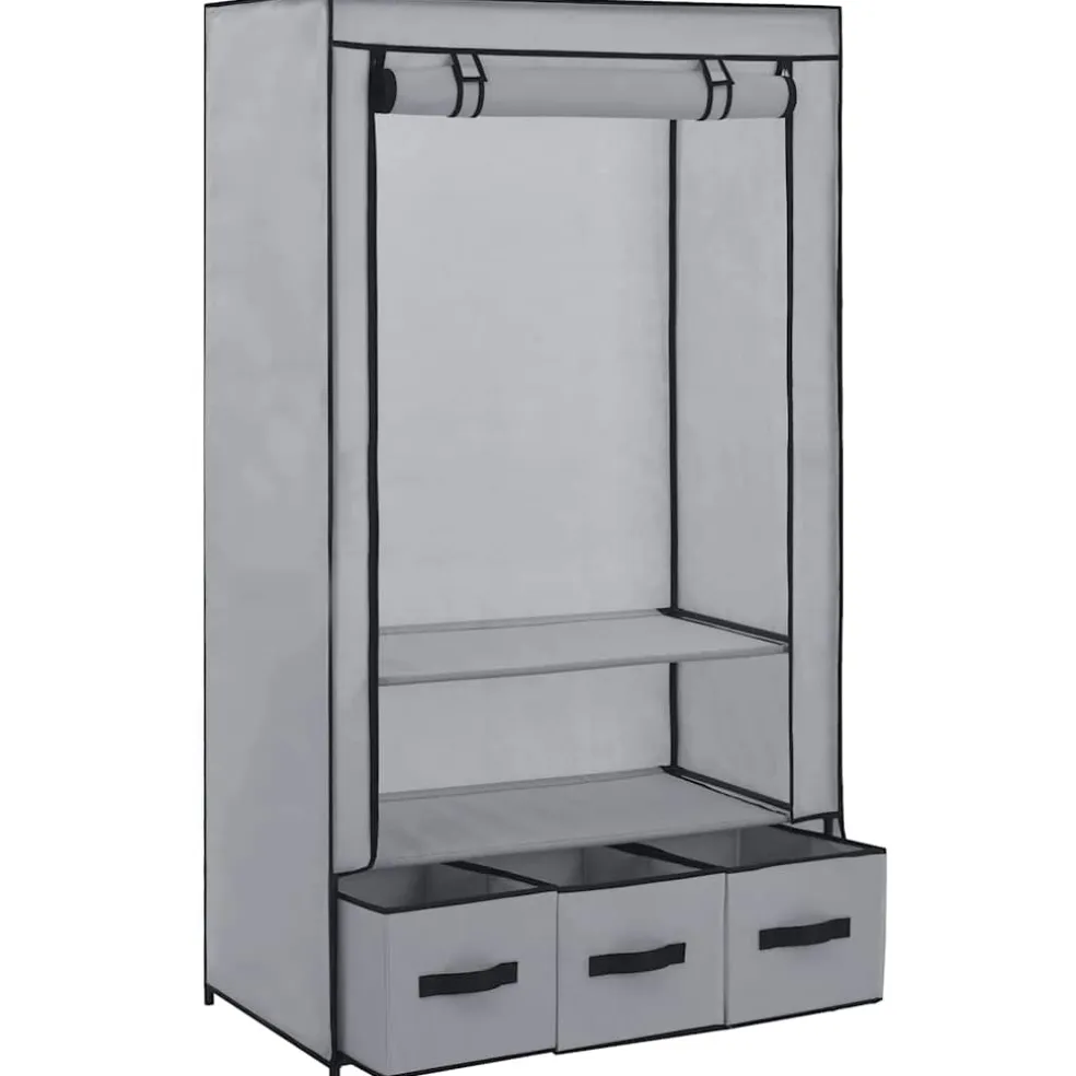 vidaXL Kledingkast 87x49x159 cm stof grijs