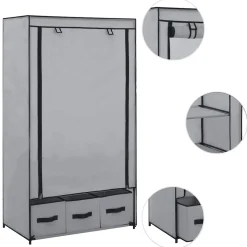 vidaXL Kledingkast 87x49x159 cm stof grijs