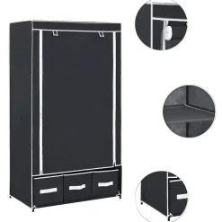 vidaXL Kledingkast 87x49x159 cm stof zwart