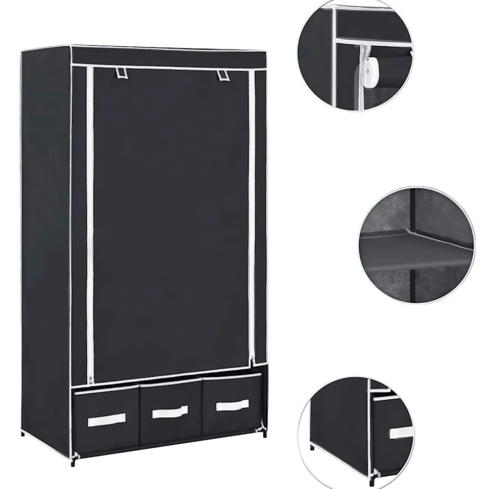 vidaXL Kledingkast 87x49x159 cm stof zwart