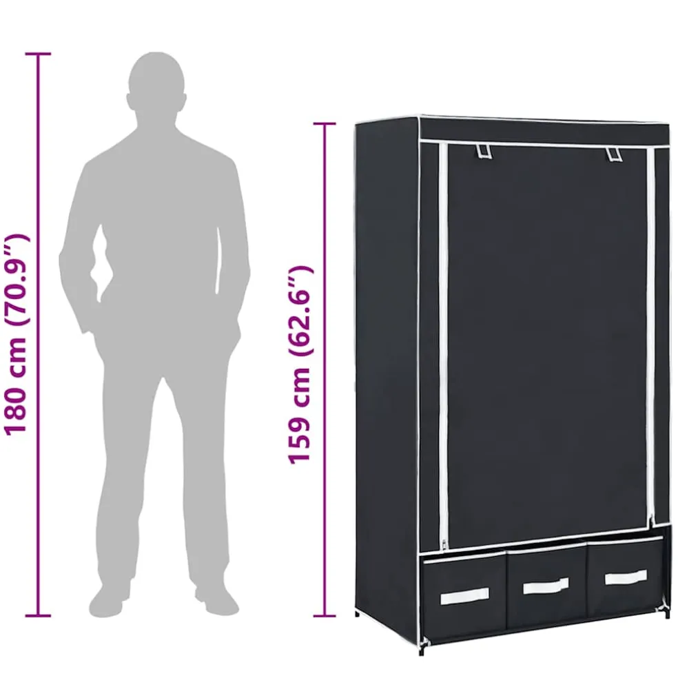 vidaXL Kledingkast 87x49x159 cm stof zwart