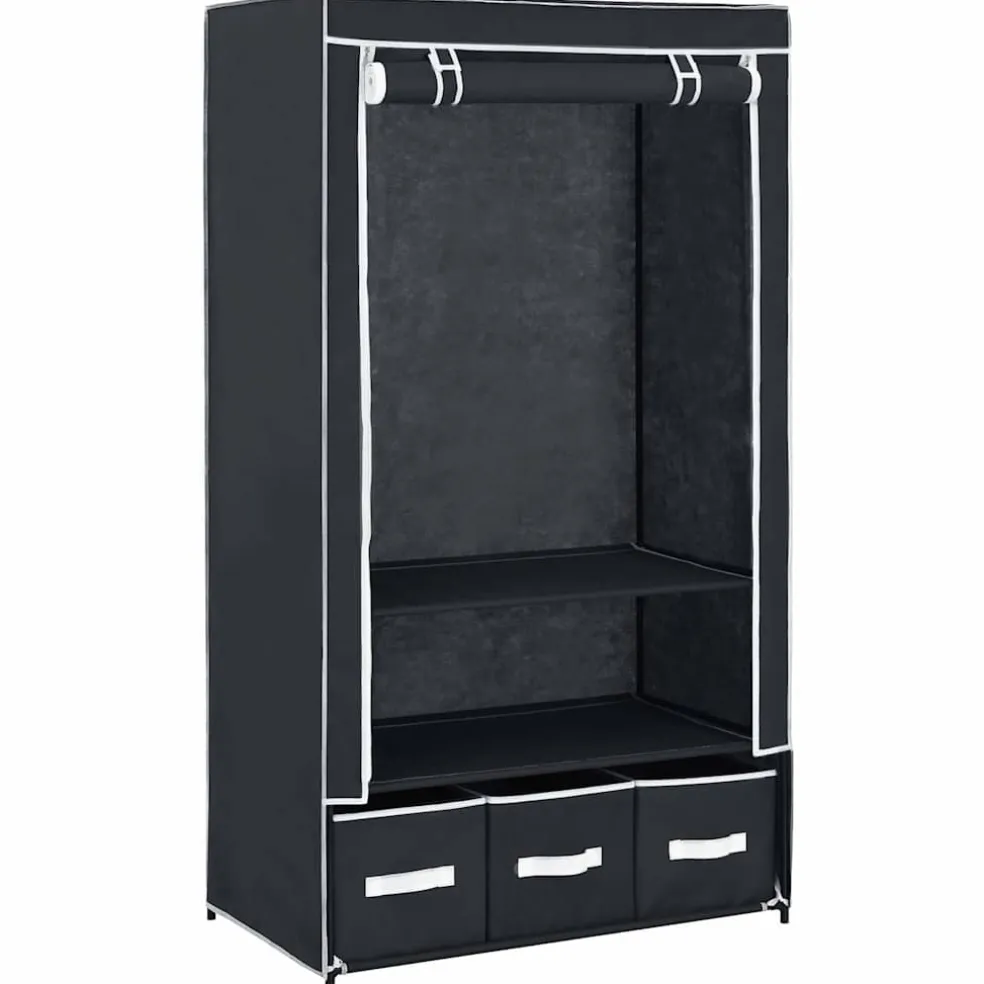 vidaXL Kledingkast 87x49x159 cm stof zwart