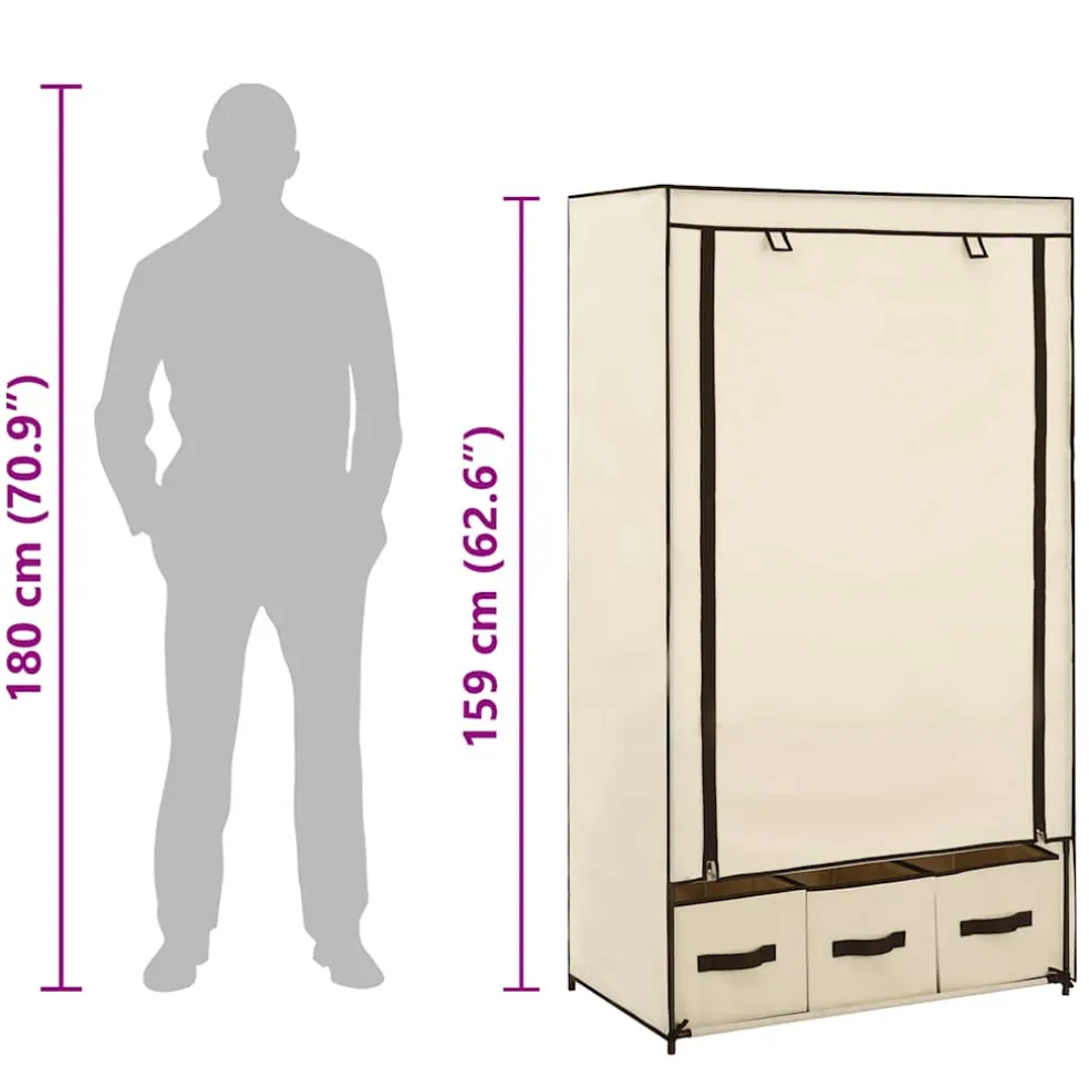 vidaXL Kledingkast 87x49x159 cm stof crème