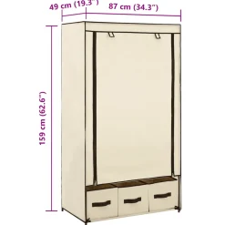 vidaXL Kledingkast 87x49x159 cm stof crème