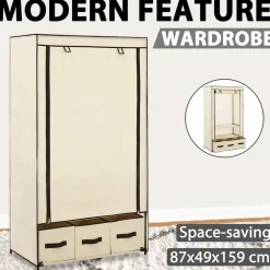 vidaXL Kledingkast 87x49x159 cm stof crème