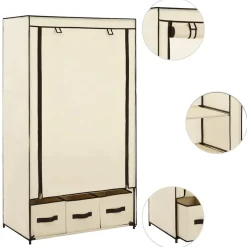 vidaXL Kledingkast 87x49x159 cm stof crème