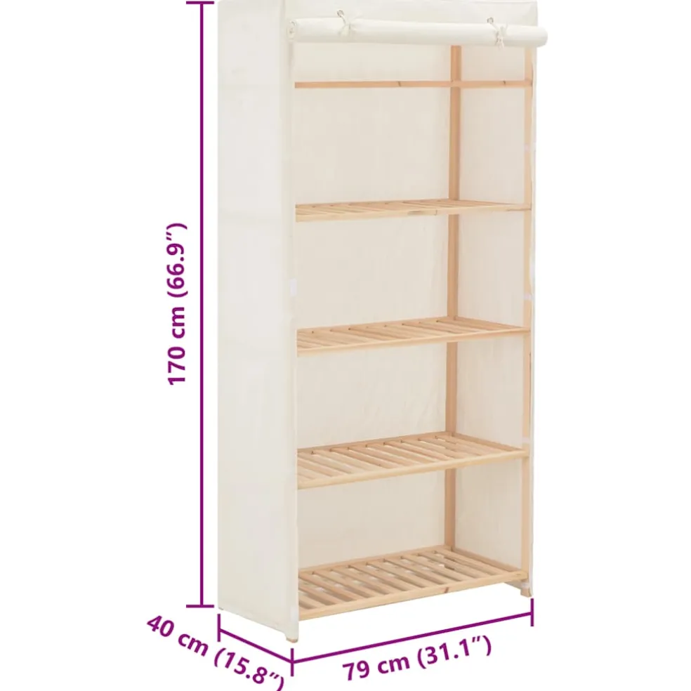 vidaXL Kledingkast 79x40x170 cm stof wit