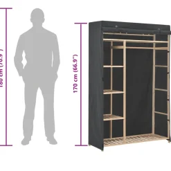 vidaXL Kledingkast 110x40x170 cm stof grijs