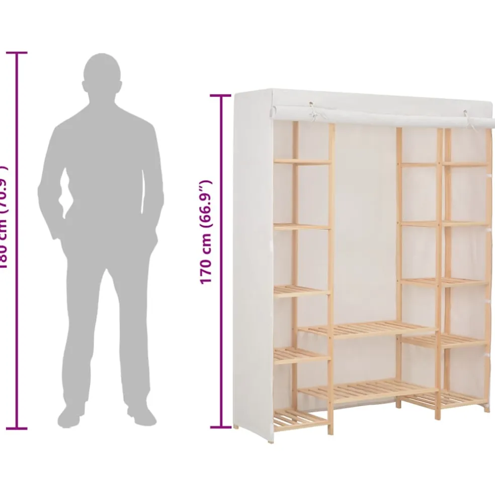 vidaXL Kledingkast 135x40x170 cm stof wit
