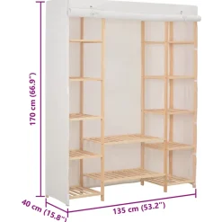 vidaXL Kledingkast 135x40x170 cm stof wit