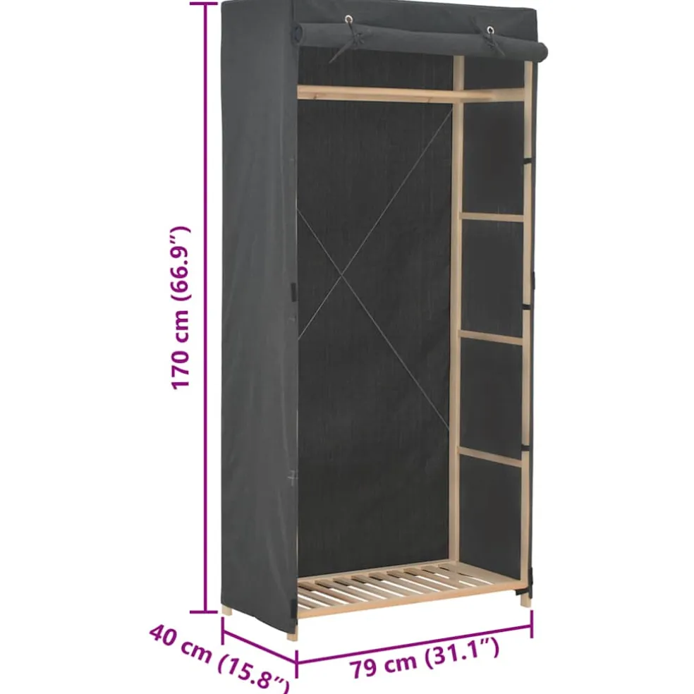 vidaXL Kledingkast 79x40x170 cm stof grijs