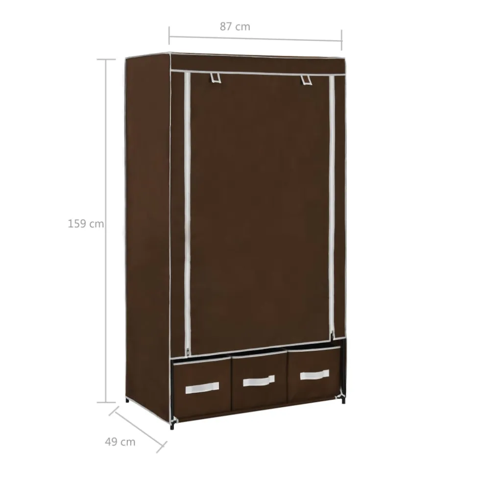 vidaXL Kledingkast 87x49x159 cm stof bruin