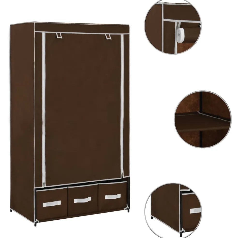 vidaXL Kledingkast 87x49x159 cm stof bruin