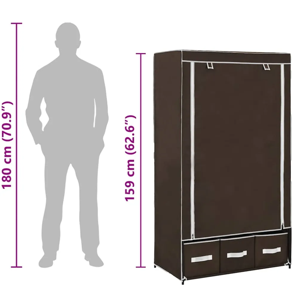 vidaXL Kledingkast 87x49x159 cm stof bruin