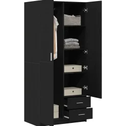 vidaXL Kledingkast Zwart Eiken 80 x 52 x 180 cm Bewerkt hout