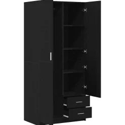 vidaXL Kledingkast Zwart Eiken 80 x 52 x 180 cm Bewerkt hout