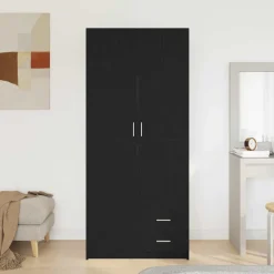 vidaXL Kledingkast Zwart Eiken 80 x 52 x 180 cm Bewerkt hout