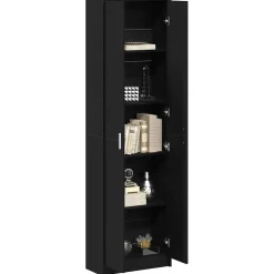vidaXL Kledingkast Zwart Eiken 55 x 25 x 189 cm Bewerkt hout