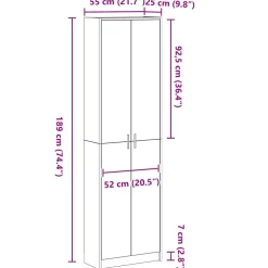 vidaXL Kledingkast Zwart Eiken 55 x 25 x 189 cm Bewerkt hout