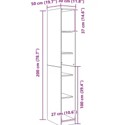 vidaXL Kledingkast Zwart Eiken 30 x 50 x 200 cm Bewerkt hout