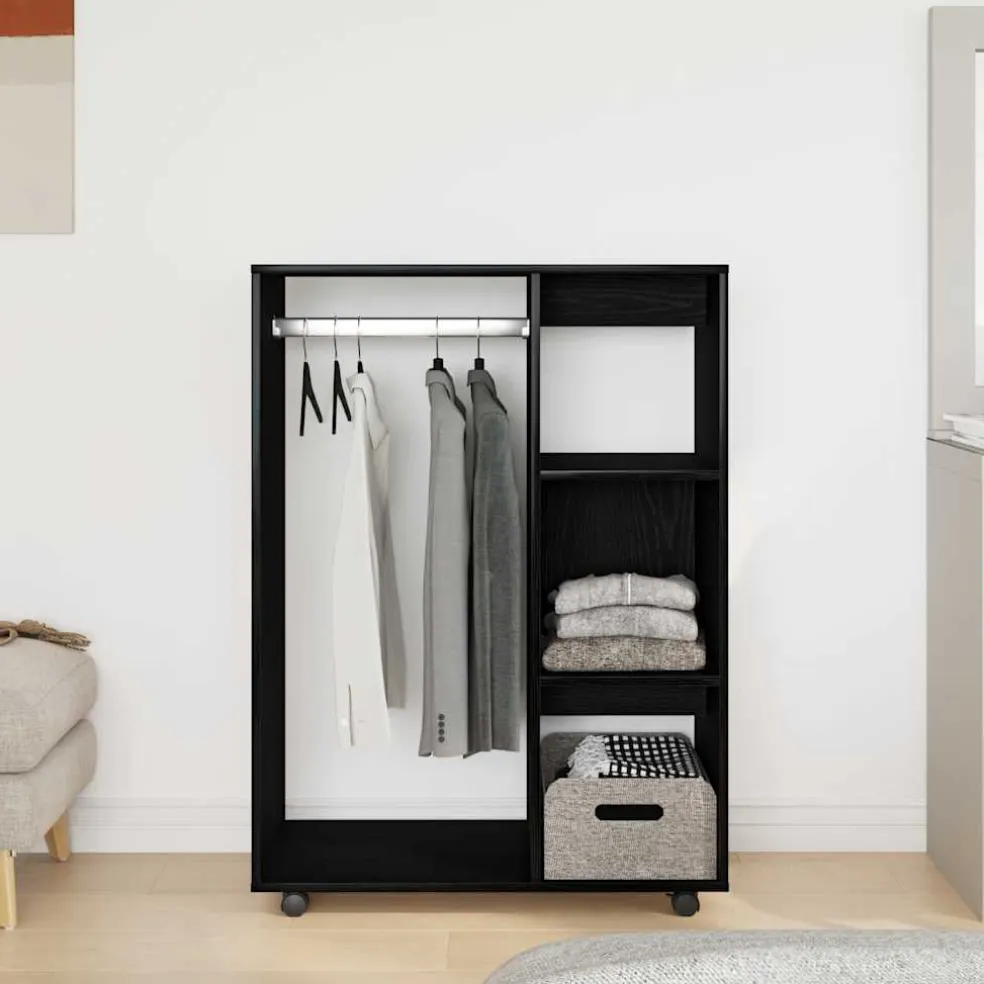 vidaXL Kledingkast Zwart Eiken 80x40x110 cm Bewerkt Hout