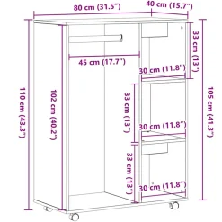 vidaXL Kledingkast Zwart Eiken 80x40x110 cm Bewerkt Hout