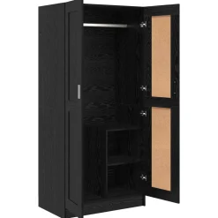 vidaXL Kledingkast Zwart Eiken 82,5 x 51,5 x 180 cm Bewerkt hout
