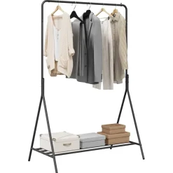 vidaXL Kledingrek met opslag Zwart 100 x 56 x 154 cm Staal
