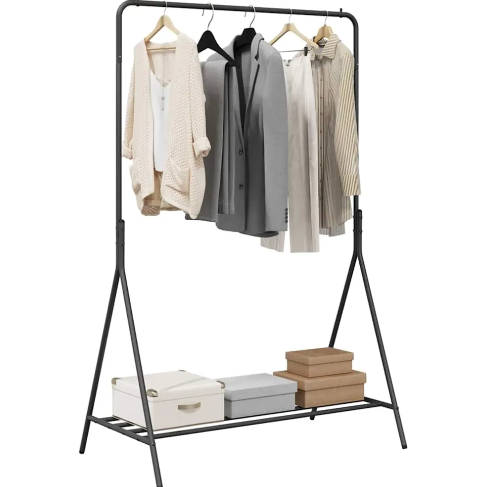 vidaXL Kledingrek met opslag Zwart 100 x 56 x 154 cm Staal