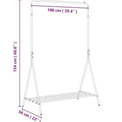 vidaXL Kledingrek met opslag Zwart 100 x 56 x 154 cm Staal