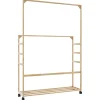 vidaXL Kledingrek met schappen en wielen 90x35x155 cm bamboe