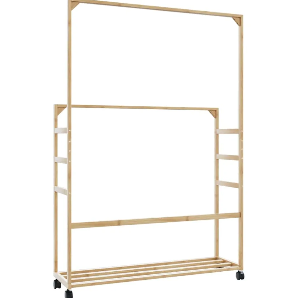 vidaXL Kledingrek met schappen en wielen 90x35x155 cm bamboe