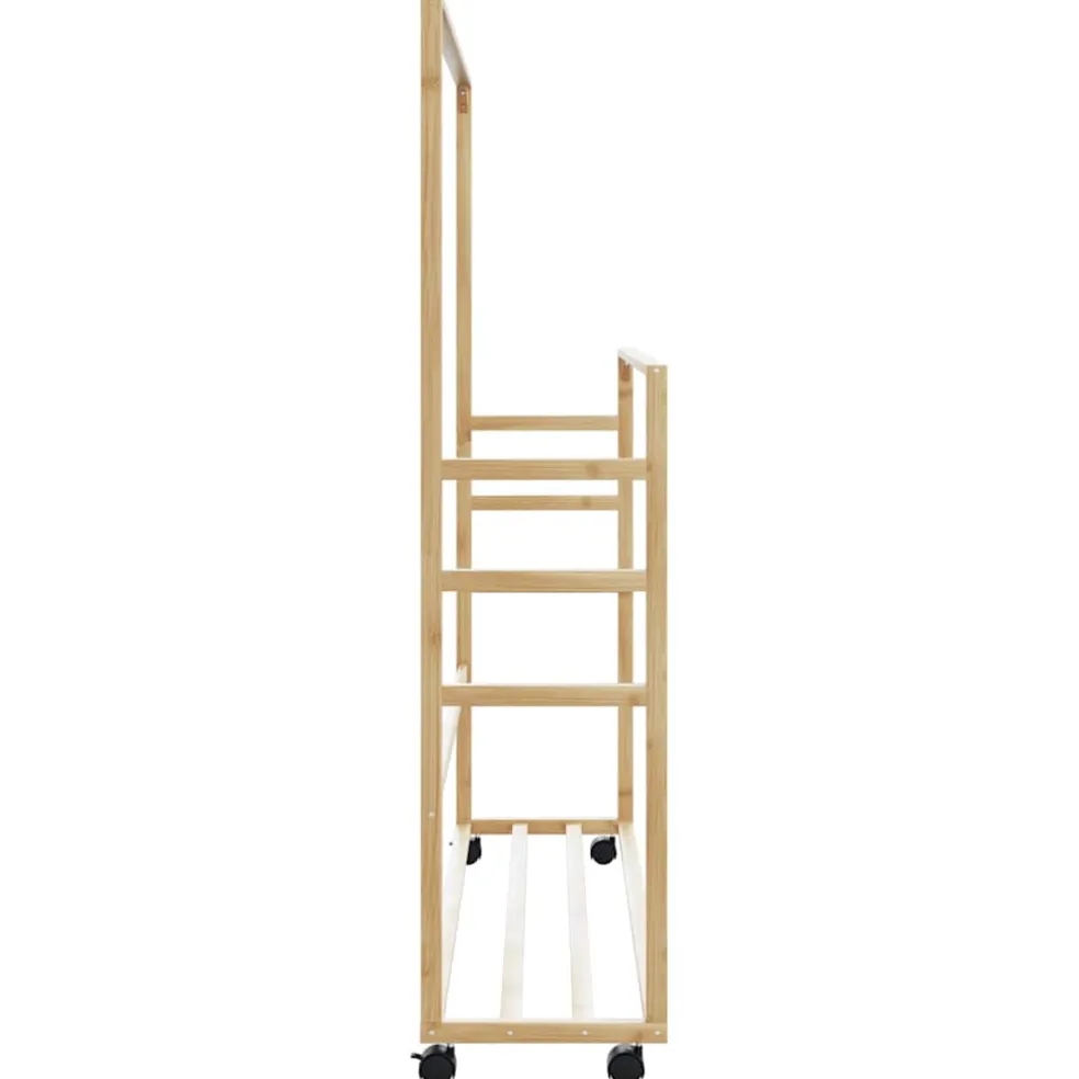 vidaXL Kledingrek met schappen en wielen 90x35x155 cm bamboe