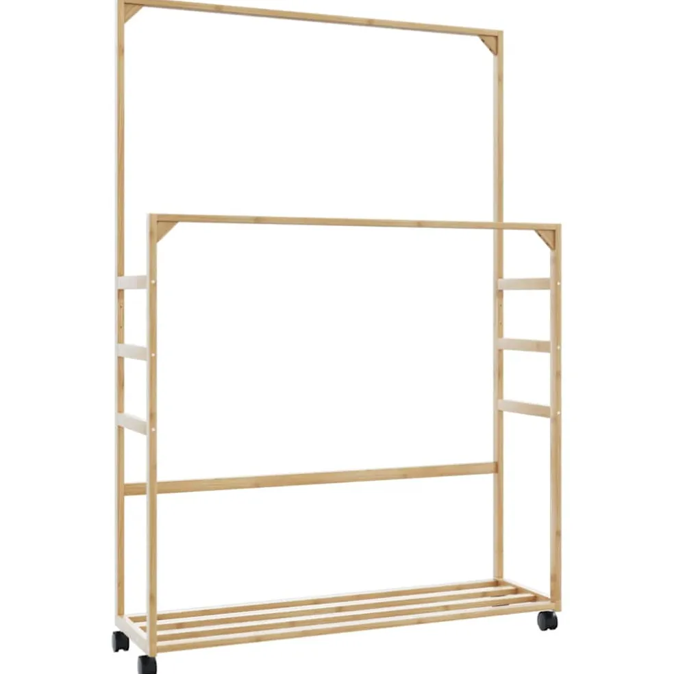 vidaXL Kledingrek met schappen en wielen 90x35x155 cm bamboe