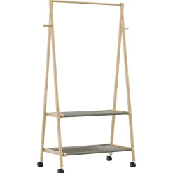 vidaXL Kledingrek met schappen en wielen 96x45,5x155,5 cm bamboe