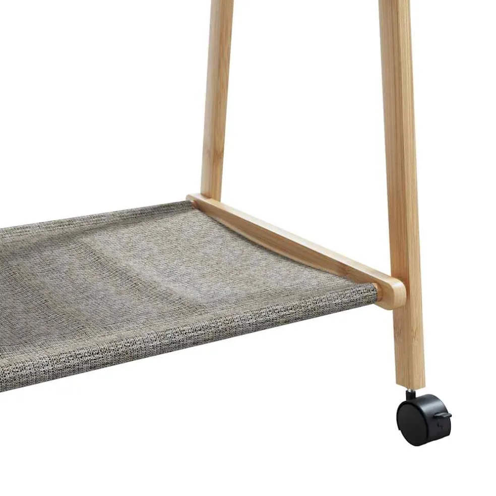 vidaXL Kledingrek met schappen en wielen 96x45,5x155,5 cm bamboe