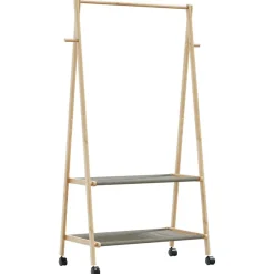 vidaXL Kledingrek met schappen en wielen 96x45,5x155,5 cm bamboe