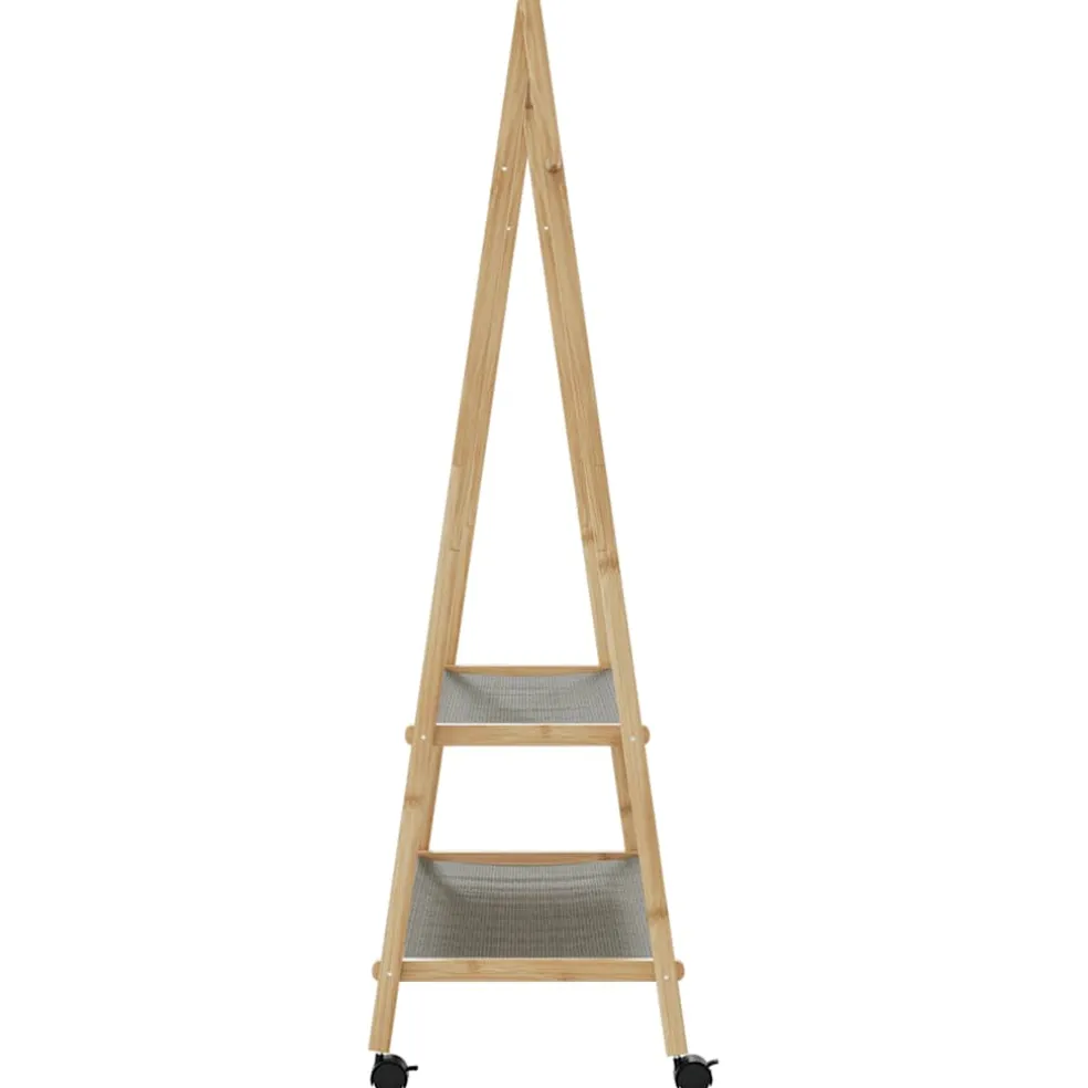 vidaXL Kledingrek met schappen en wielen 96x45,5x155,5 cm bamboe