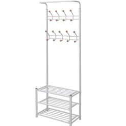 vidaXL Kledingrek met schoenenopberger 68x32x182,5 cm wit