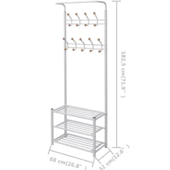 vidaXL Kledingrek met schoenenopberger 68x32x182,5 cm wit