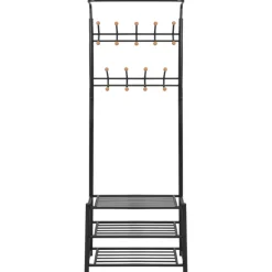 vidaXL Kledingrek met schoenenopberger 68x32x182,5 cm zwart