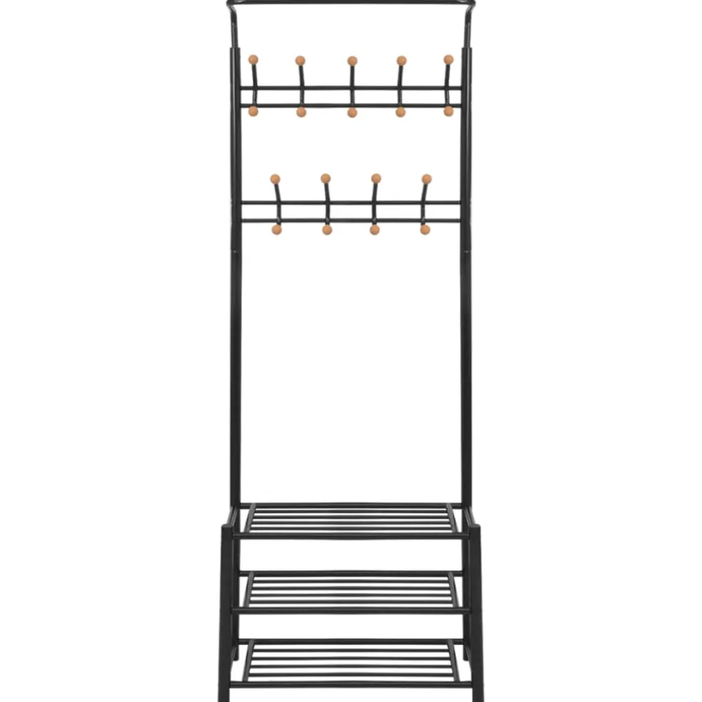 vidaXL Kledingrek met schoenenopberger 68x32x182,5 cm zwart