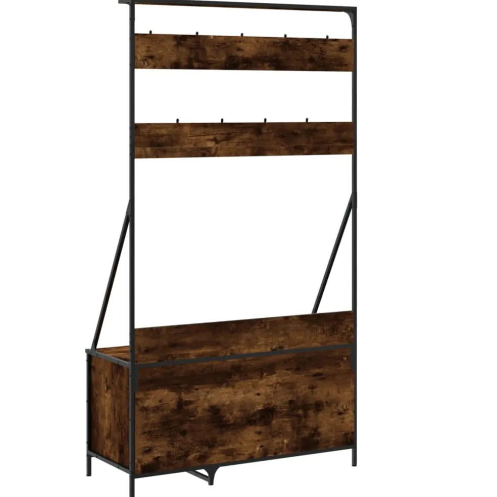 vidaXL Kledingrek met schoenenrek 100x41x184 cm gerookt eikenkleurig