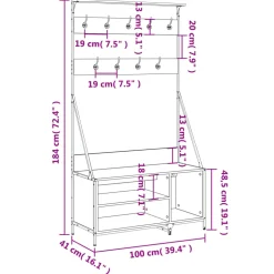 vidaXL Kledingrek met schoenenrek 100x41x184 cm gerookt eikenkleurig